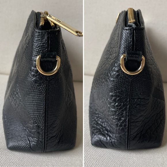 BURBERRY Small Chichester Check Embossed Leather Crossbody and Clutch Bag - Picture 9 of 16